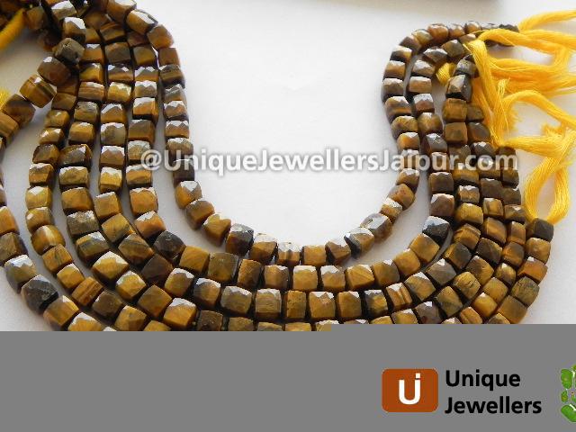 Tiger Eye Faceted Cube Beads